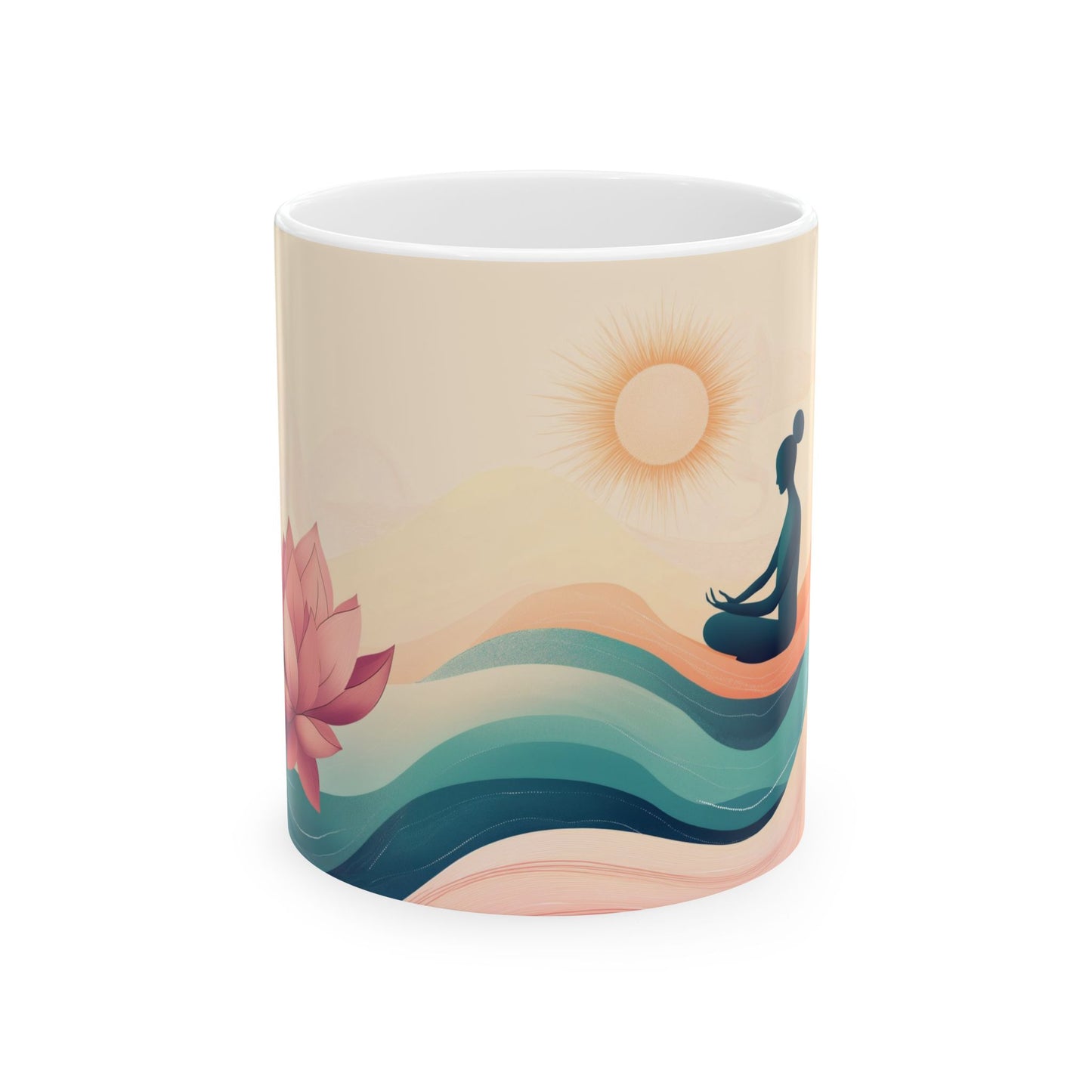 Mindful Flow Keramik-Kaffeetasse – 11oz &amp; 15oz mit weißer Innenseite