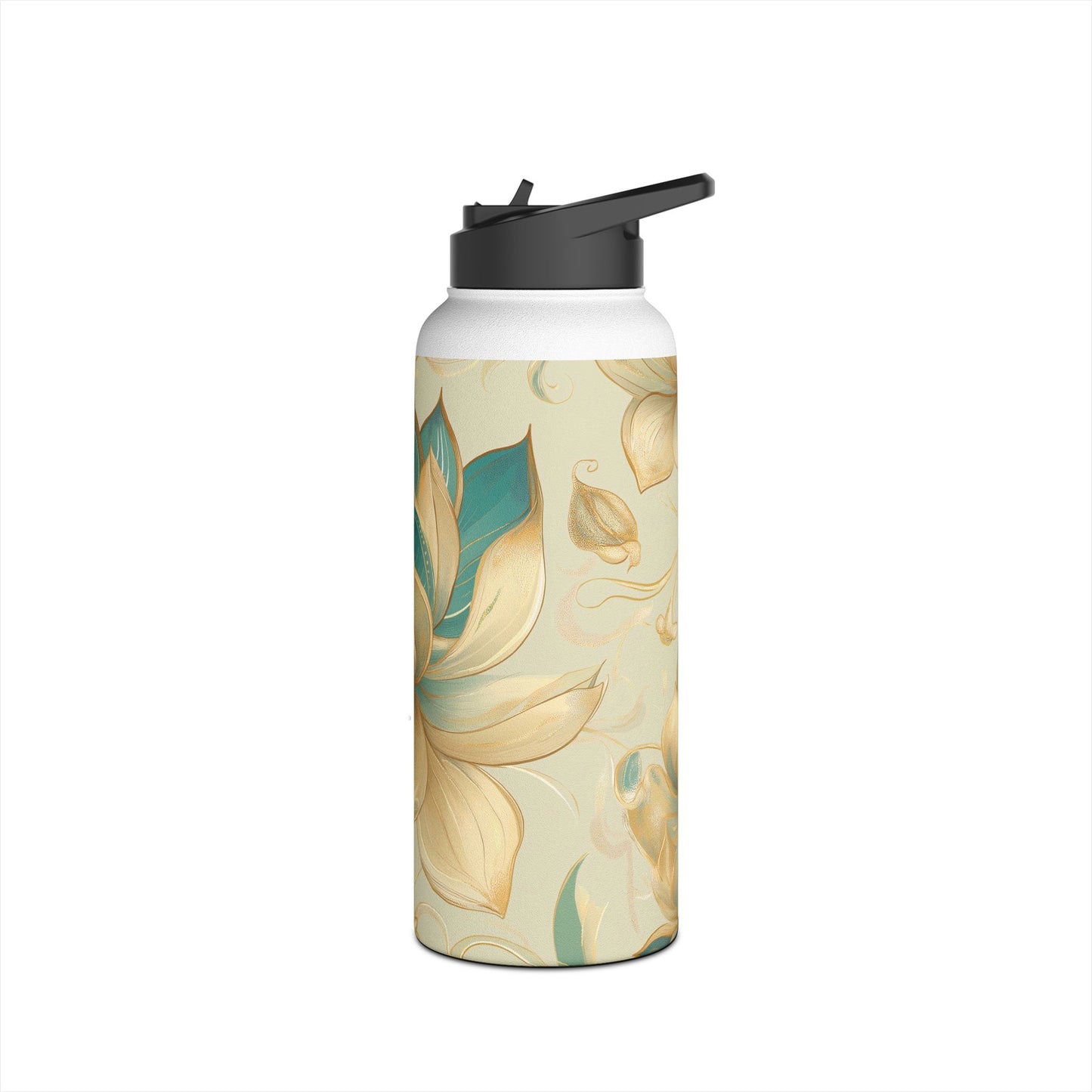 Golden Lotus Stainless Steel Water Bottle | Double-Wall Insulated