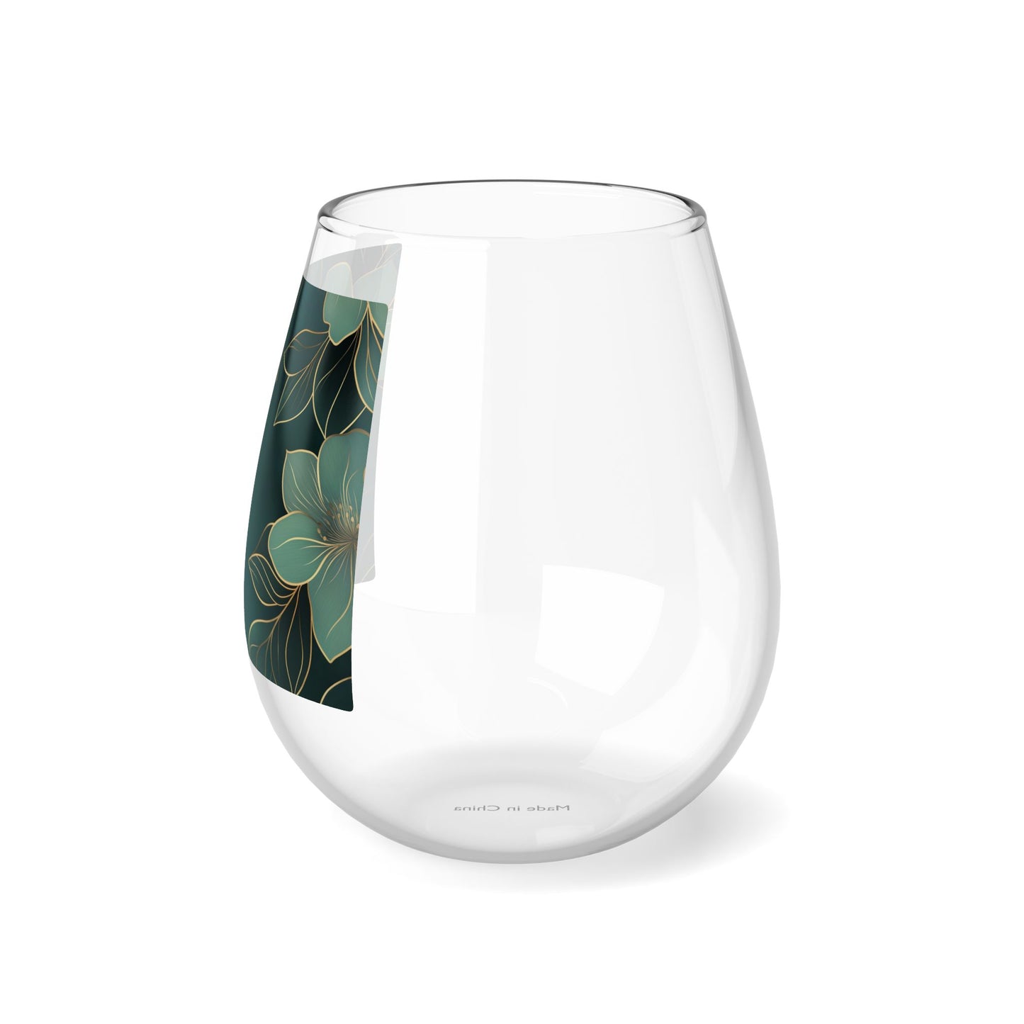 Tranquil Floral Stemless Wine Glass