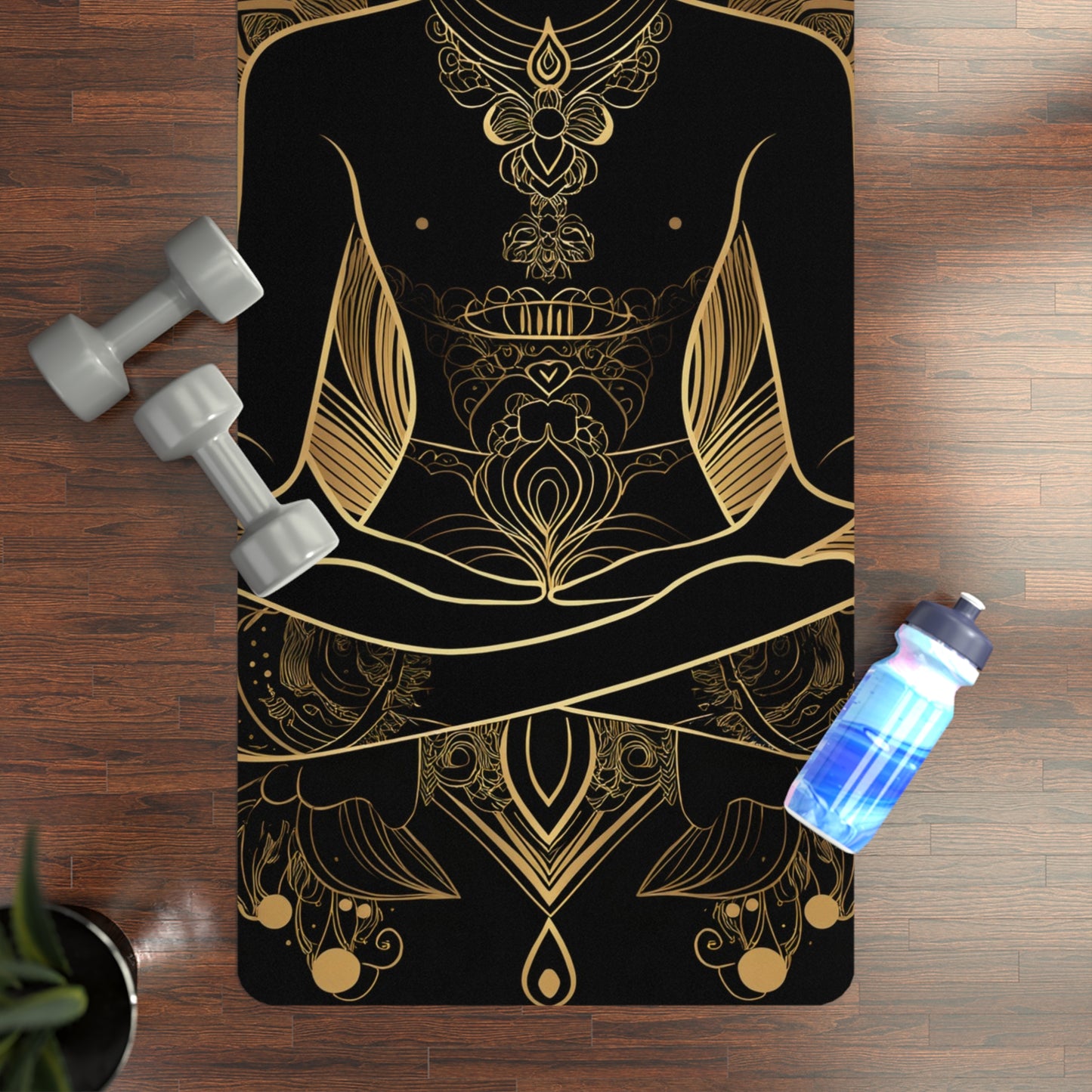 Golden Buddha Rubber Yoga Mat | Anti-Slip & Luxurious Comfort