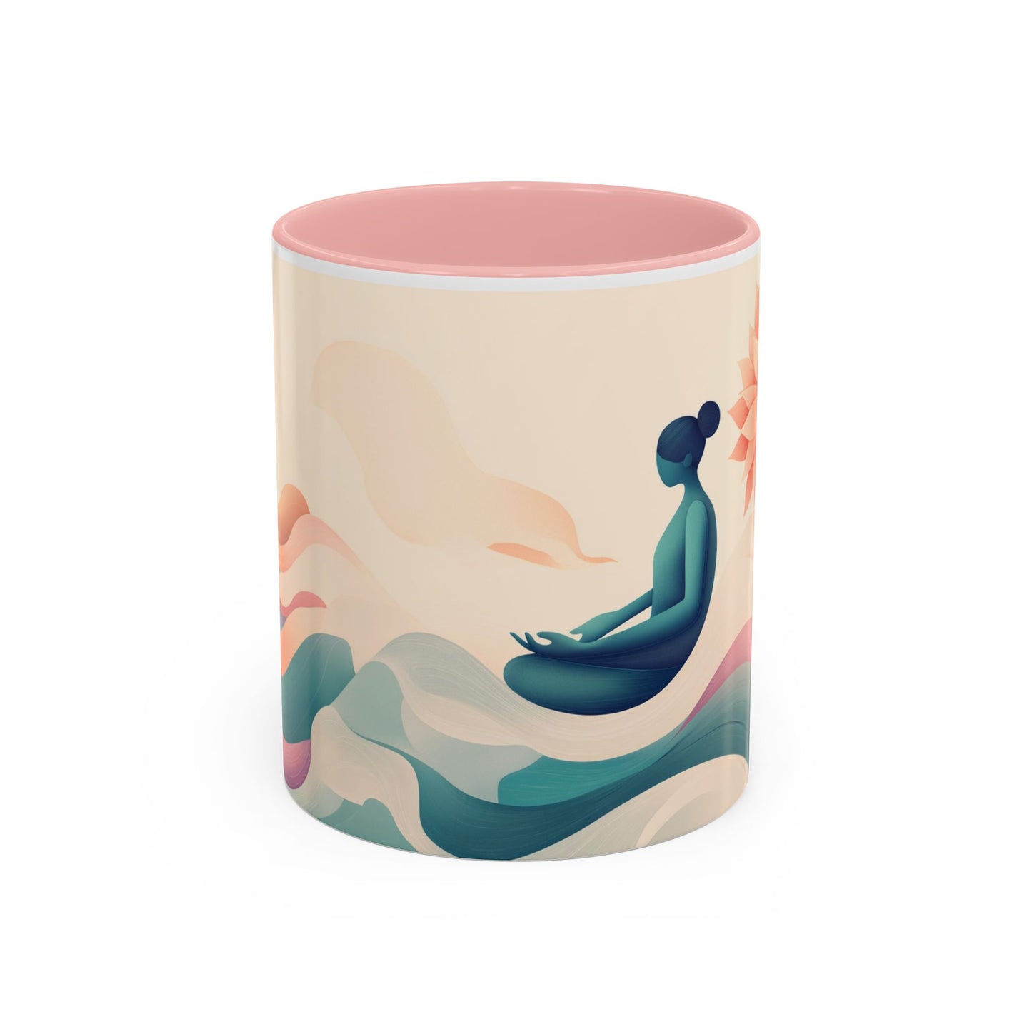 Serenity Flow Accent Kaffeetasse – 11oz und 15oz mit rosa, marineblauer oder schwarzer Innenseite