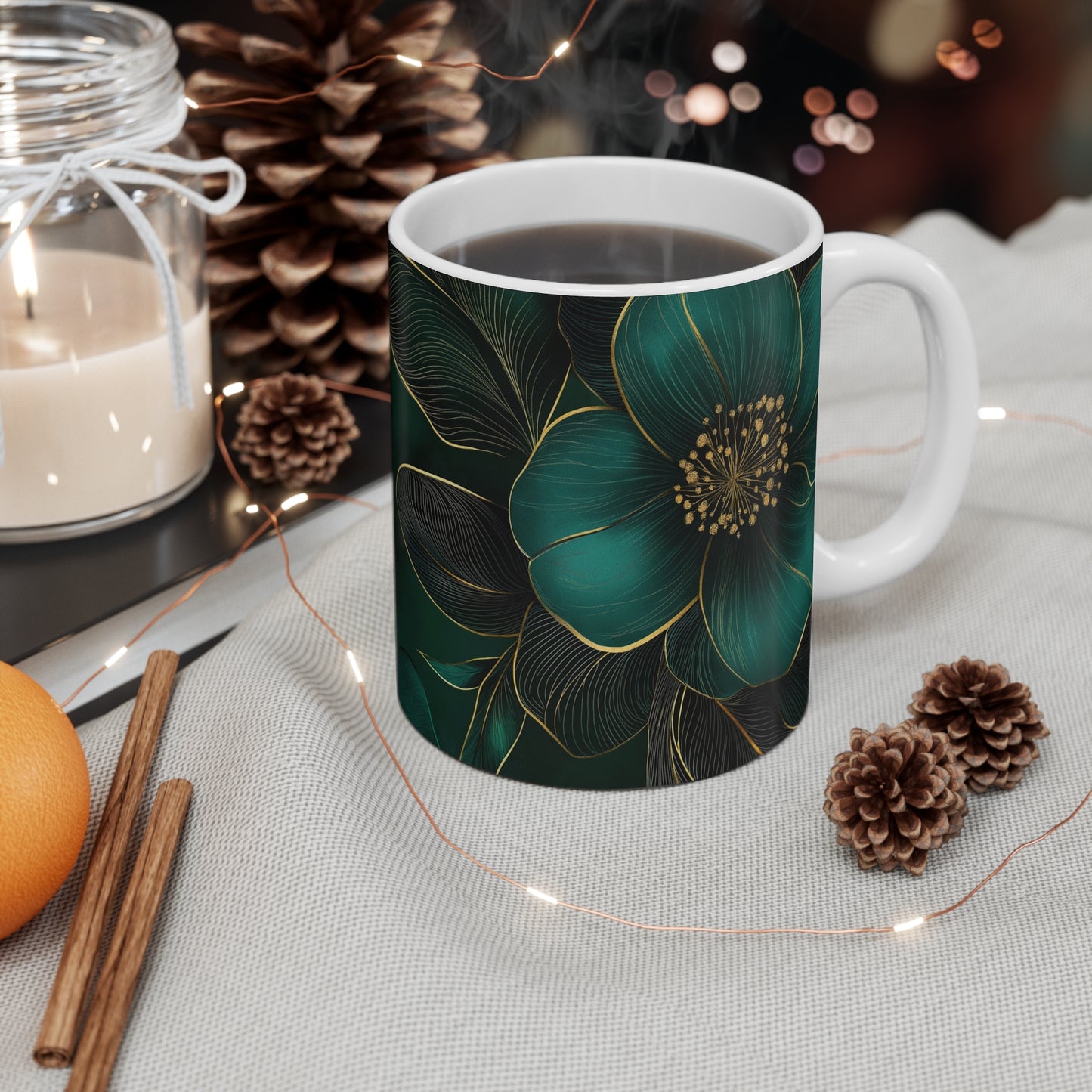 Floral Elegance Ceramic Mug | 11oz | Perfect for Coffee, Tea & More