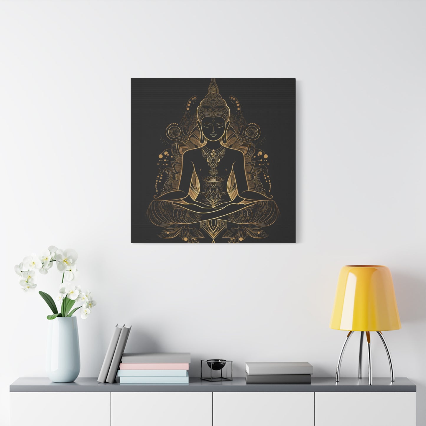 Golden Buddha Meditation Matte Canvas | 1.25" Stretched Wall Art | Mind Glow Retreat