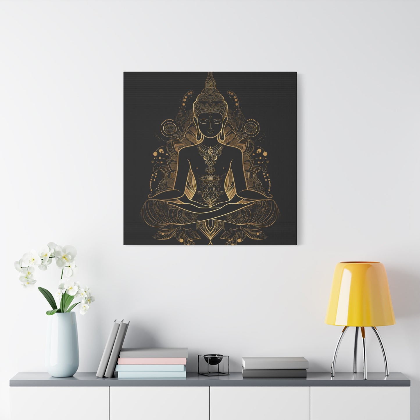 Golden Buddha Meditation Matte Canvas | 1.25" Stretched Wall Art | Mind Glow Retreat