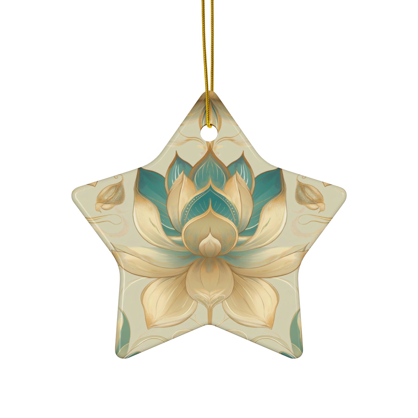 Lotus Blossom Ceramic Christmas Ornament | Star Shape | 4 Shapes Available