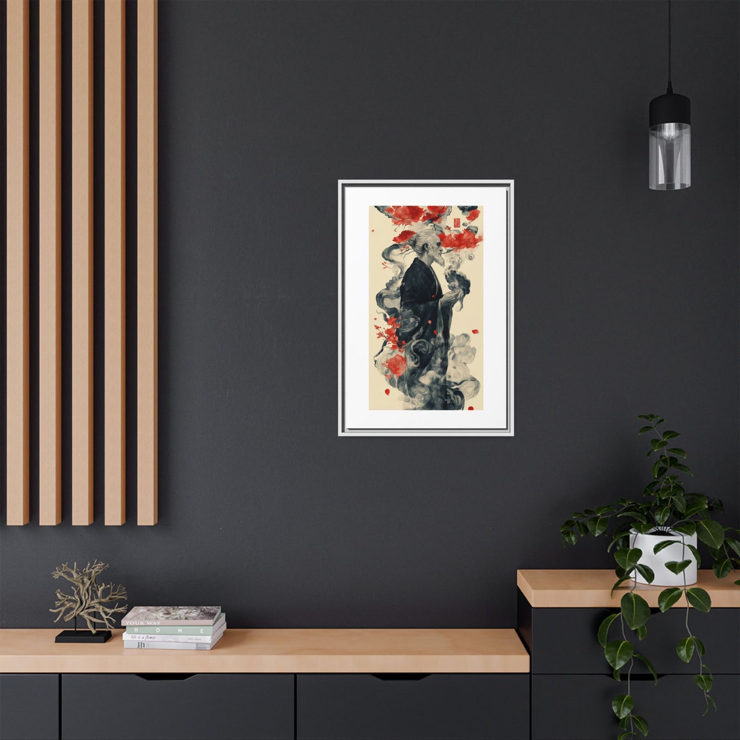 Serenity in Smoke – Zen Monk Framed Canvas Art