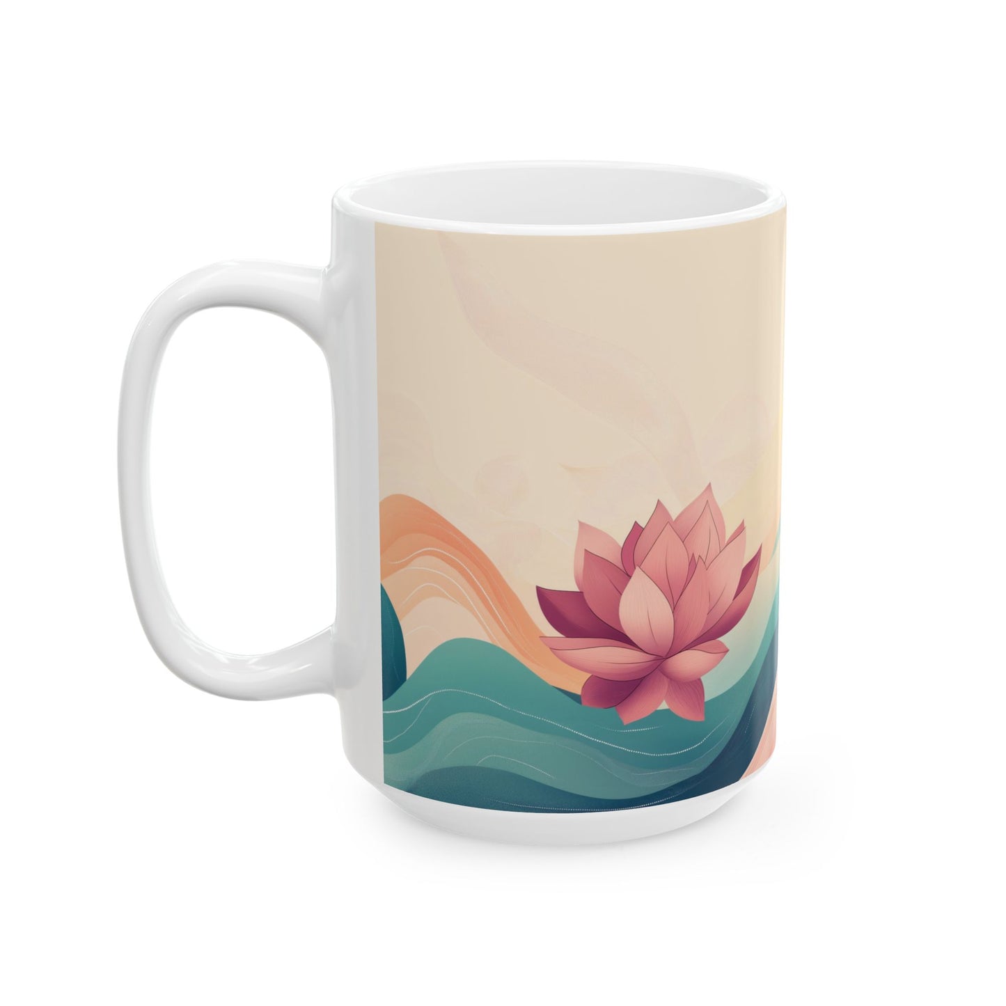 Mindful Flow Keramik-Kaffeetasse – 11oz &amp; 15oz mit weißer Innenseite