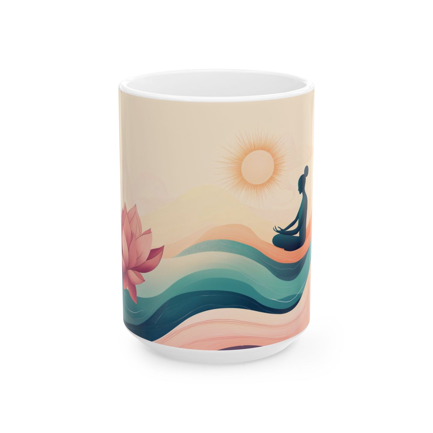 Mindful Flow Keramik-Kaffeetasse – 11oz &amp; 15oz mit weißer Innenseite