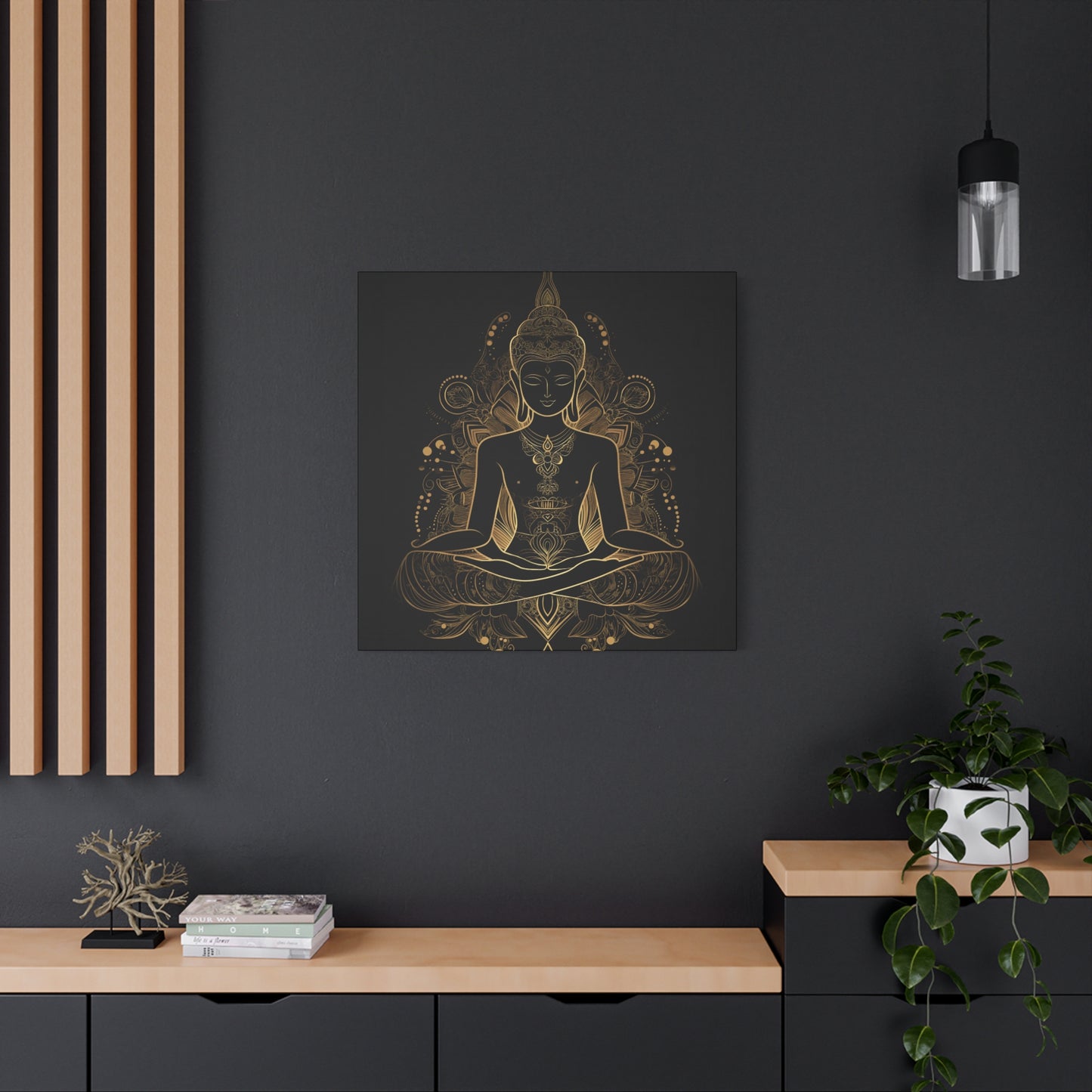 Golden Buddha Meditation Matte Canvas | 1.25" Stretched Wall Art | Mind Glow Retreat