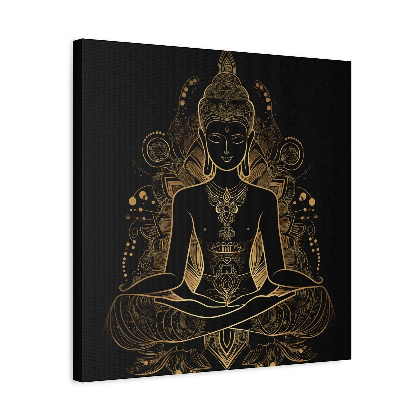 Golden Buddha Meditation Matte Canvas | 1.25" Stretched Wall Art | Mind Glow Retreat