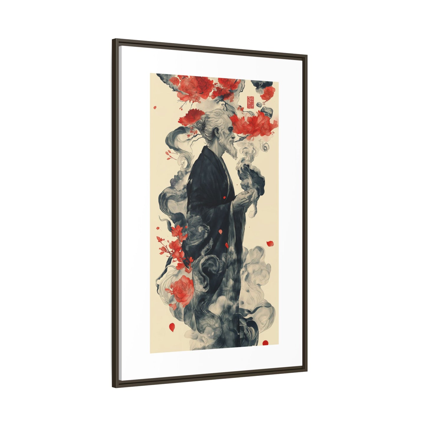 Serenity in Smoke – Zen Monk Framed Canvas Art