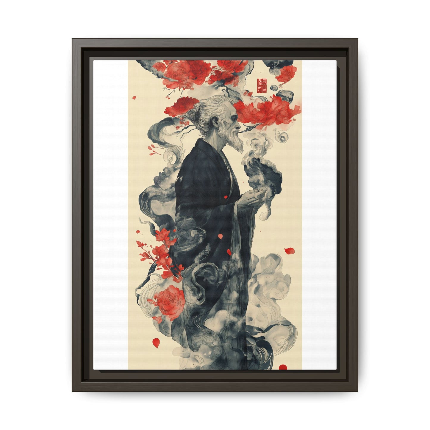 Serenity in Smoke – Zen Monk Framed Canvas Art