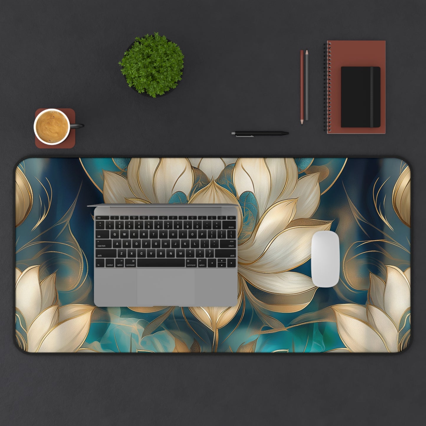 Lotus Blossom Desk Mat | Customizable Anti-Slip Mat for Work or Home Office