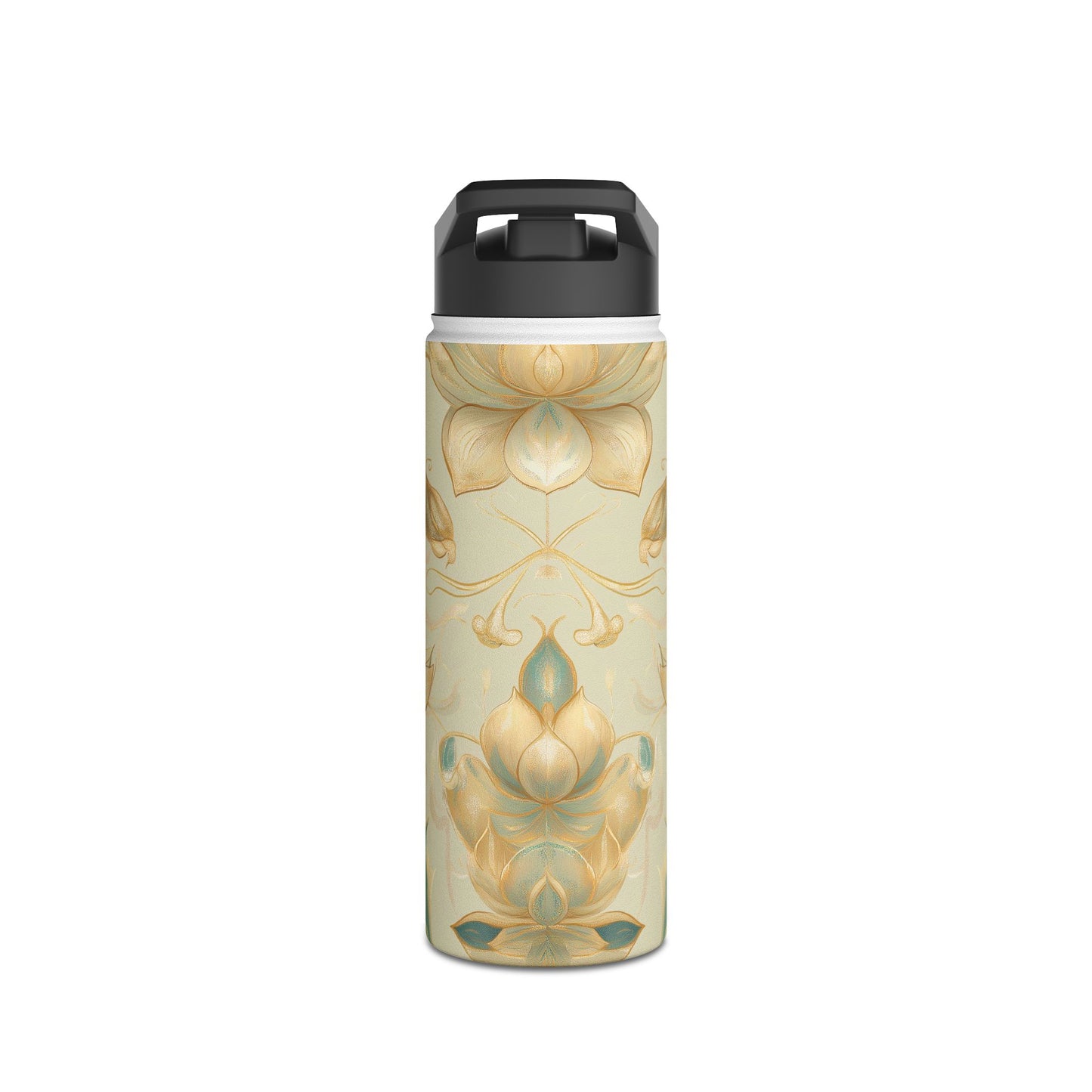 Golden Lotus Stainless Steel Water Bottle | Double-Wall Insulated