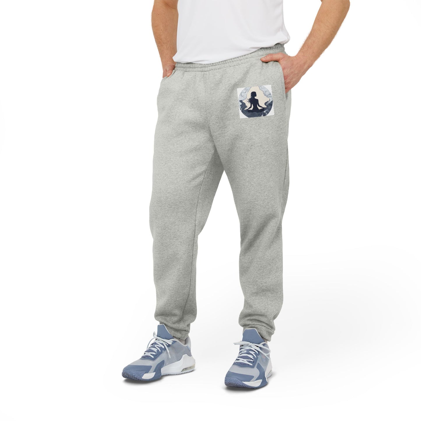 Adidas Fleece Joggers with Meditation Artwork – Sustainable Comfort