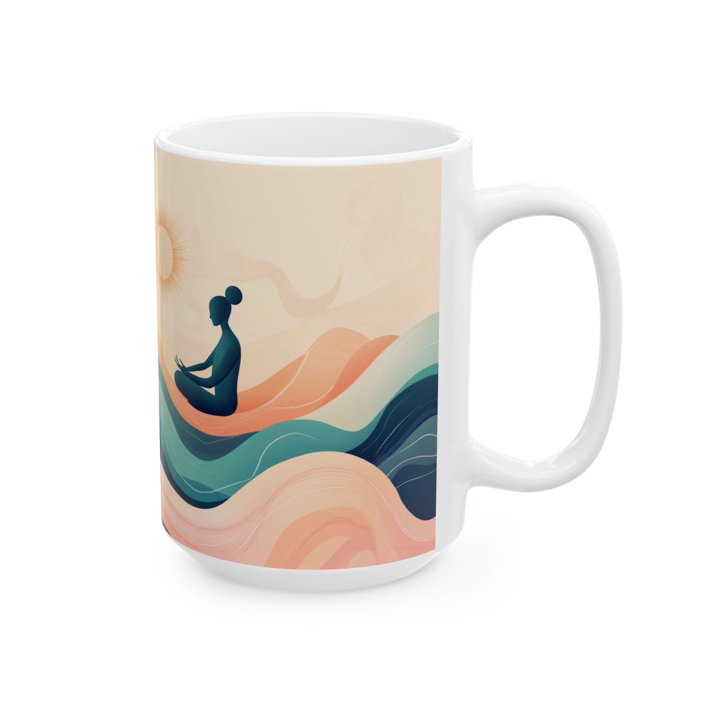 Mindful Flow Keramik-Kaffeetasse – 11oz &amp; 15oz mit weißer Innenseite