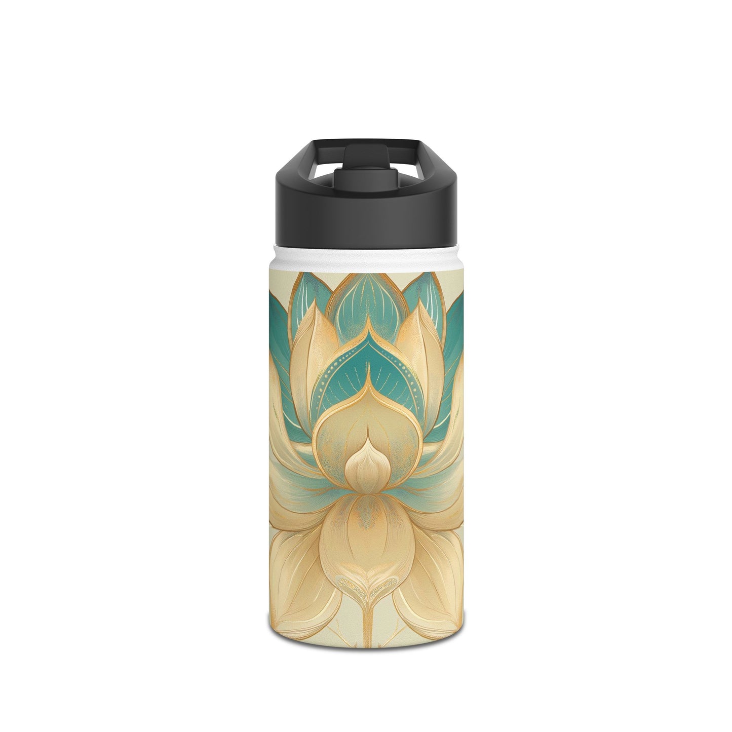 Golden Lotus Stainless Steel Water Bottle | Double-Wall Insulated