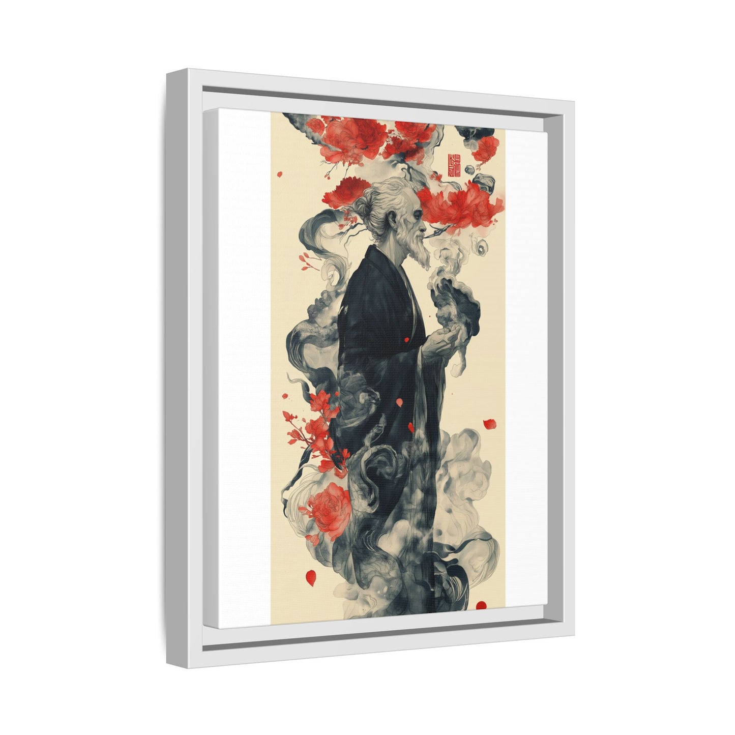 Serenity in Smoke – Zen Monk Framed Canvas Art