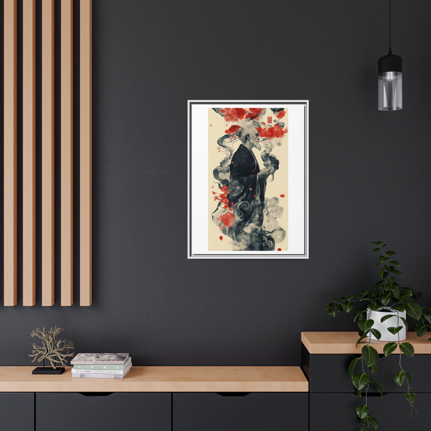 Serenity in Smoke – Zen Monk Framed Canvas Art