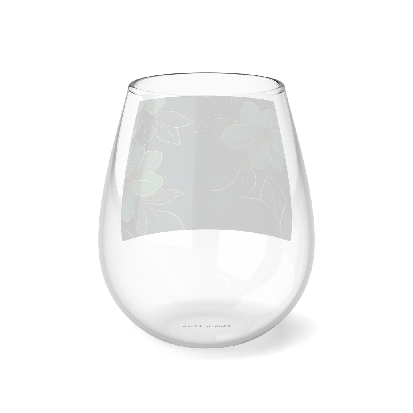 Tranquil Floral Stemless Wine Glass