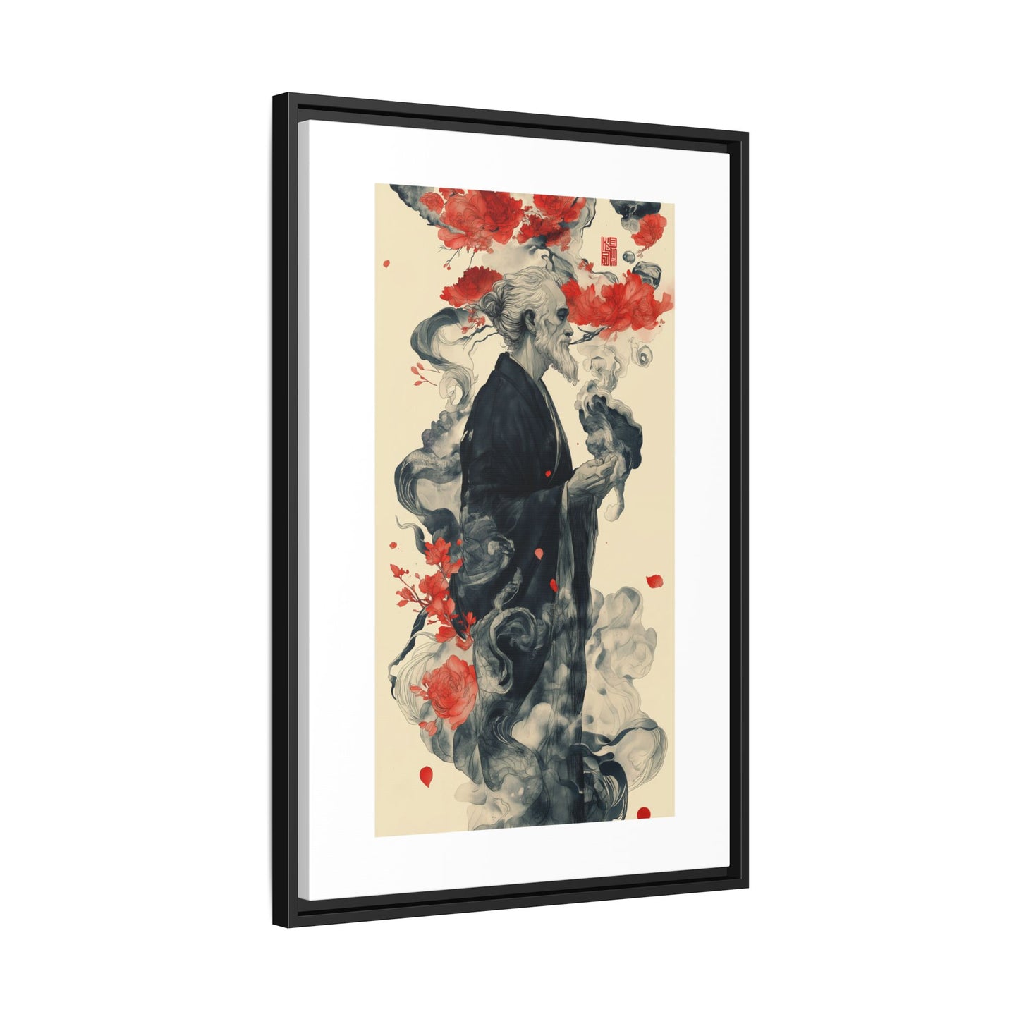 Serenity in Smoke – Zen Monk Framed Canvas Art