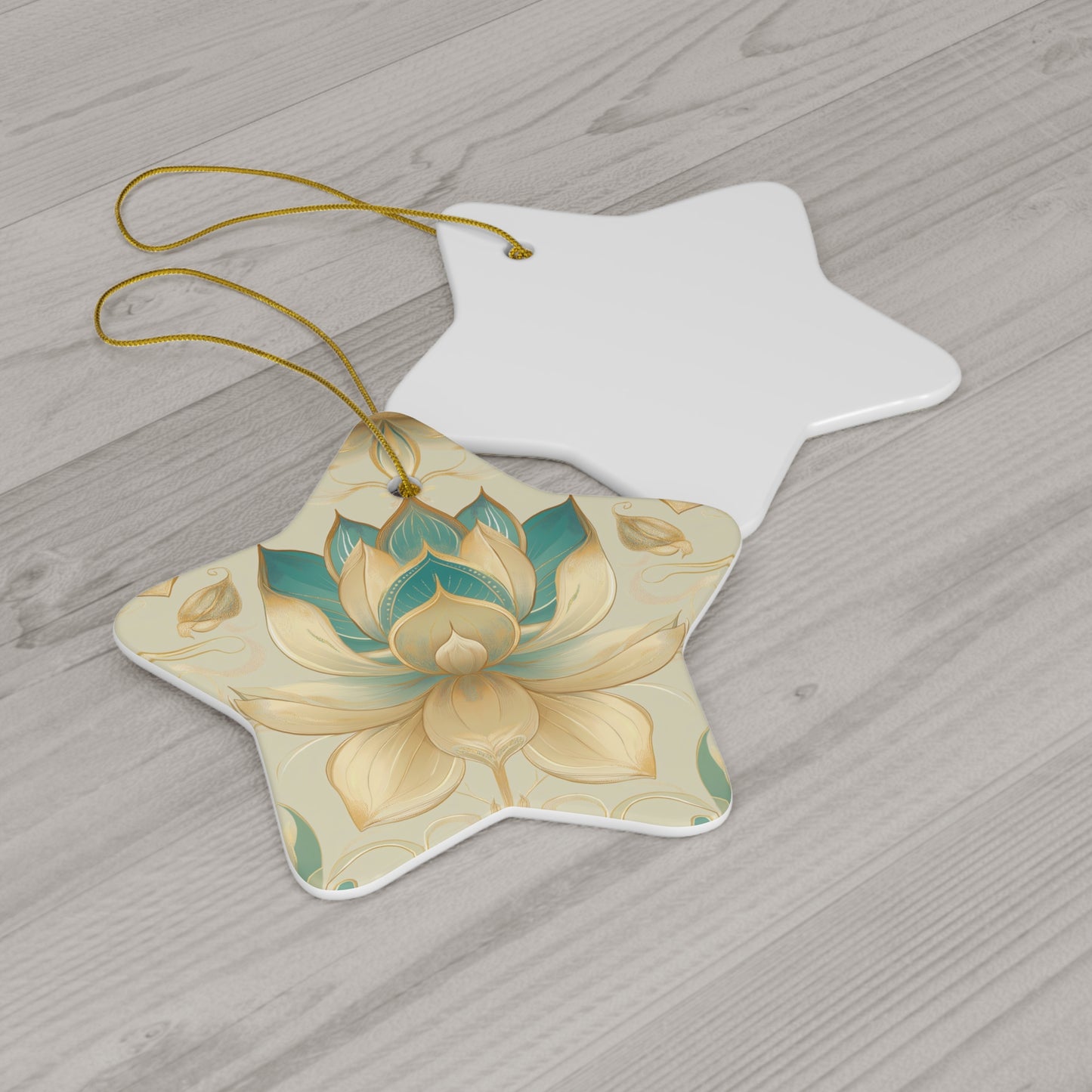 Lotus Blossom Ceramic Christmas Ornament | Star Shape | 4 Shapes Available