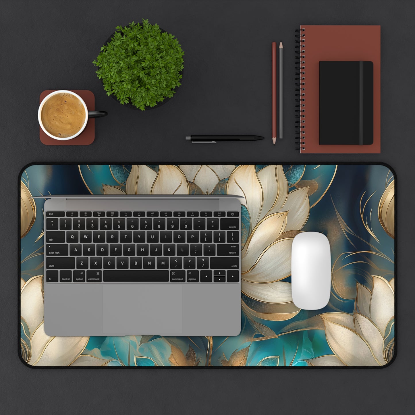 Lotus Blossom Desk Mat | Customizable Anti-Slip Mat for Work or Home Office