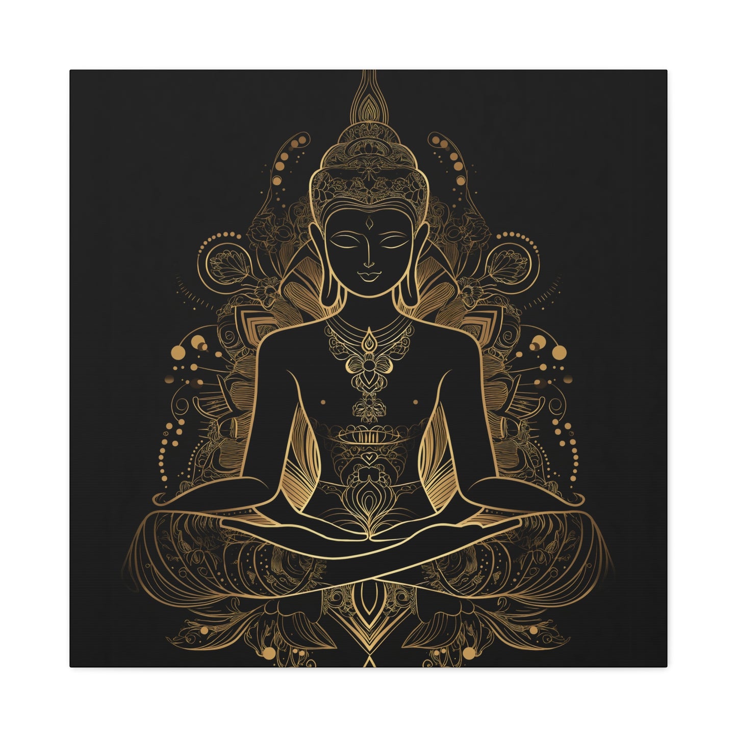 Golden Buddha Meditation Matte Canvas | 1.25" Stretched Wall Art | Mind Glow Retreat