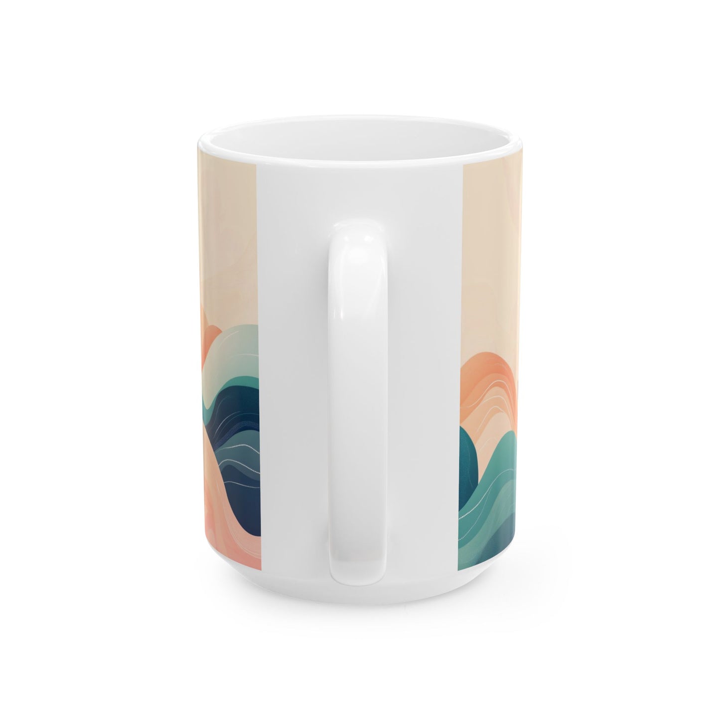 Mindful Flow Keramik-Kaffeetasse – 11oz &amp; 15oz mit weißer Innenseite