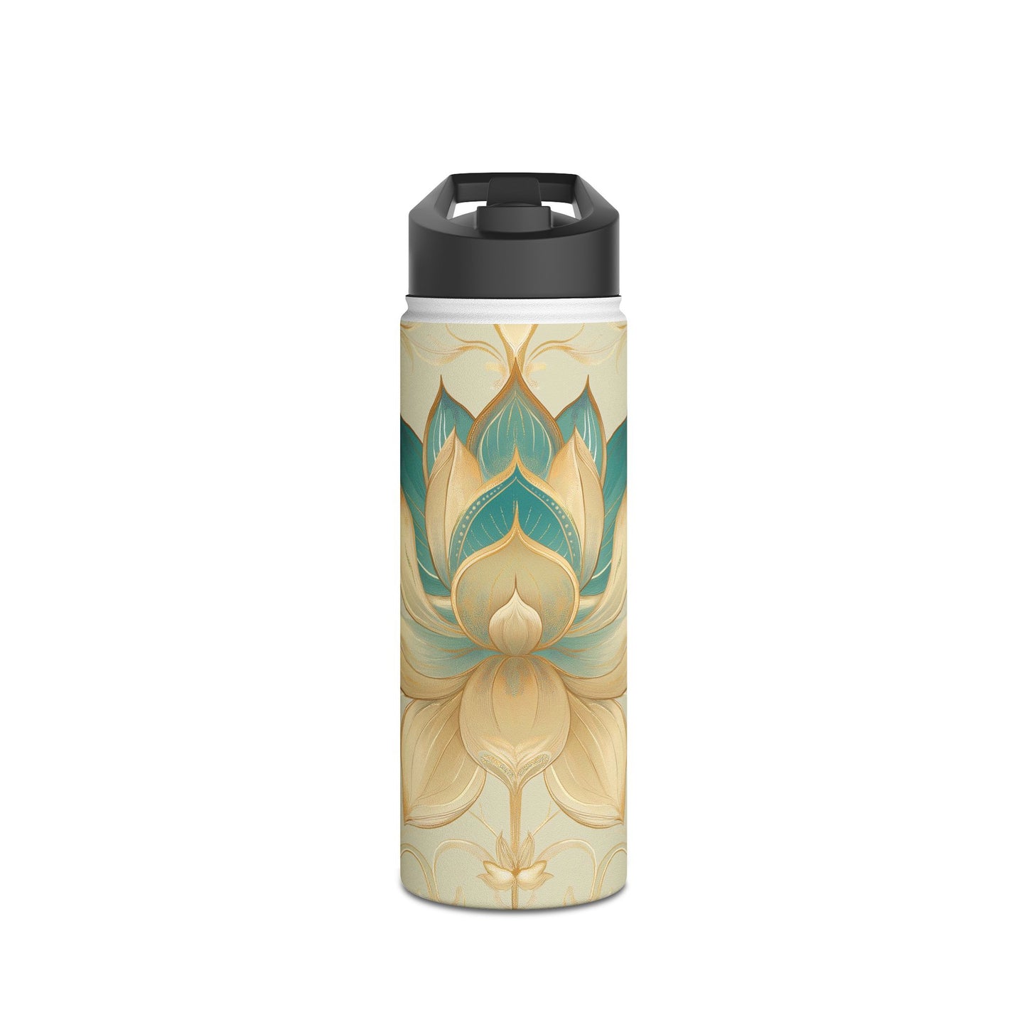 Golden Lotus Stainless Steel Water Bottle | Double-Wall Insulated