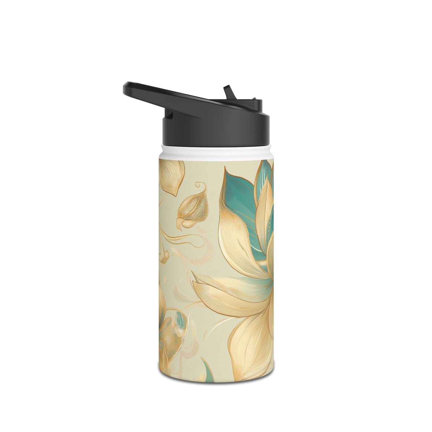 Golden Lotus Stainless Steel Water Bottle | Double-Wall Insulated