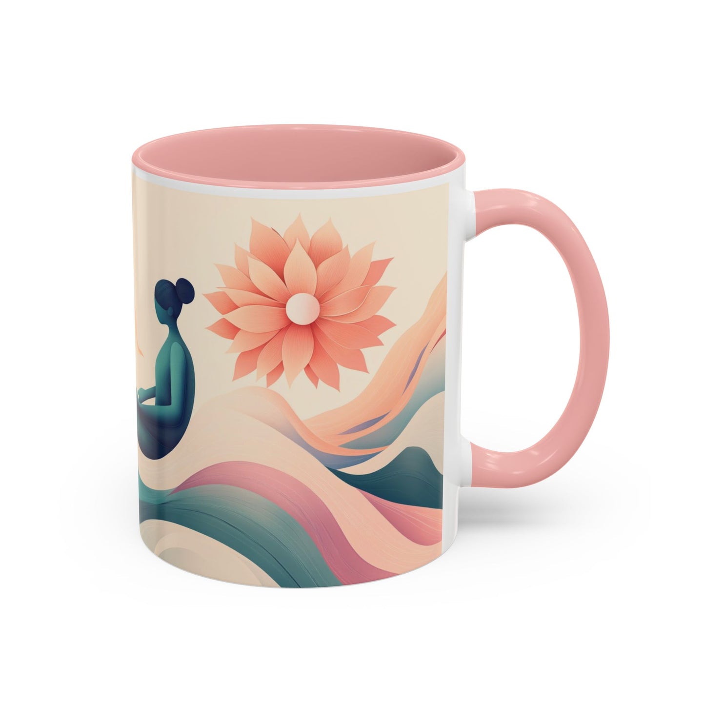 Serenity Flow Accent Kaffeetasse – 11oz und 15oz mit rosa, marineblauer oder schwarzer Innenseite