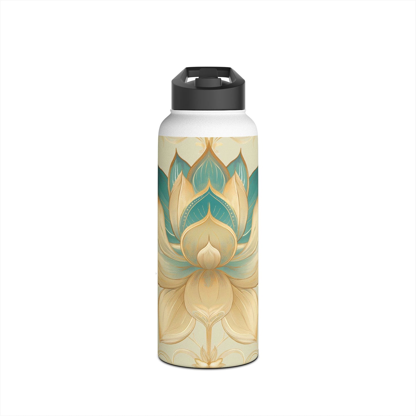 Golden Lotus Stainless Steel Water Bottle | Double-Wall Insulated